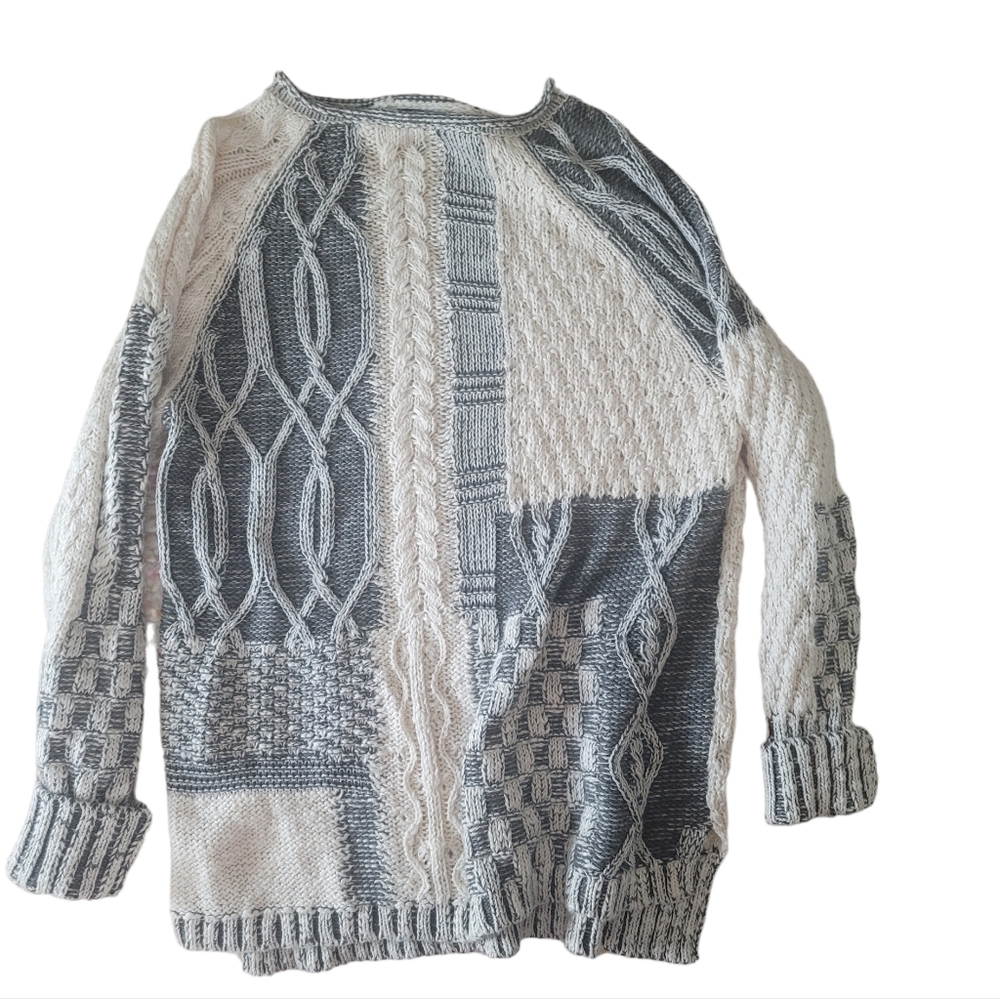 Chaps Chunky Knit Patchwork Pullover Sweater Size… - image 1